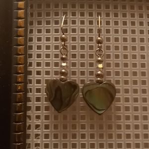 Abalone shell heart earrings.